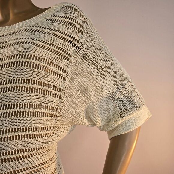 Cable And Gauge Women Boho Top Sz S/M Dolman Sleeve Crochet Open Knit Pullover - Picture 6 of 9